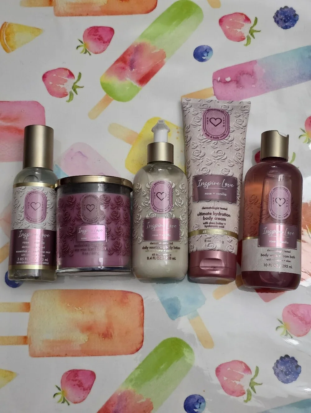 Bath & Body Works Inspire Love Rose + Vanilla 5 Piece Gift Set New RARE